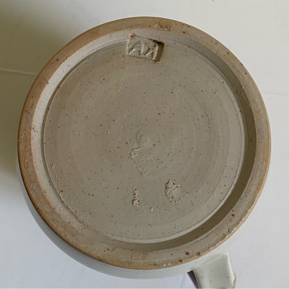 Vintage Brown and Tan Stoneware Crock Farmhouse Creamer Signed 6” Syrup Pitcher - Picture 12 of 16